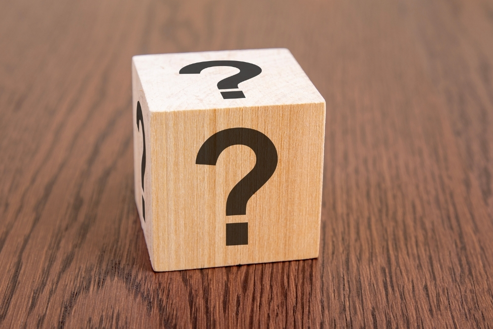 Question mark on a block