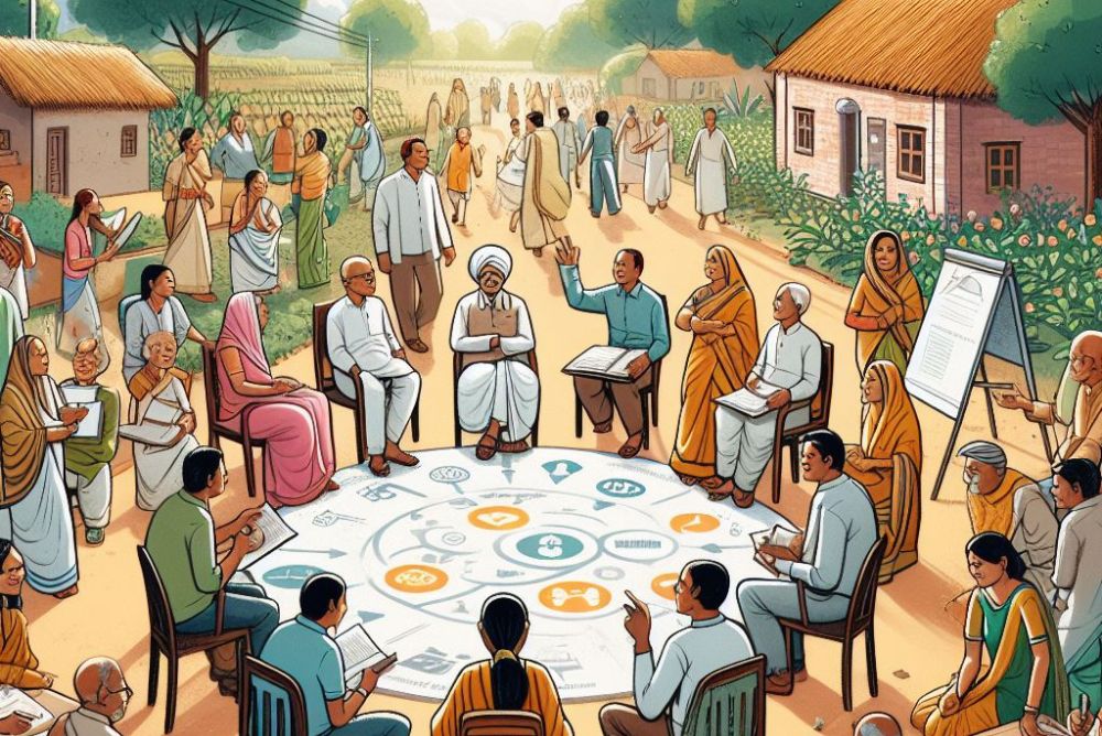 A group of people sitting and brainstorming