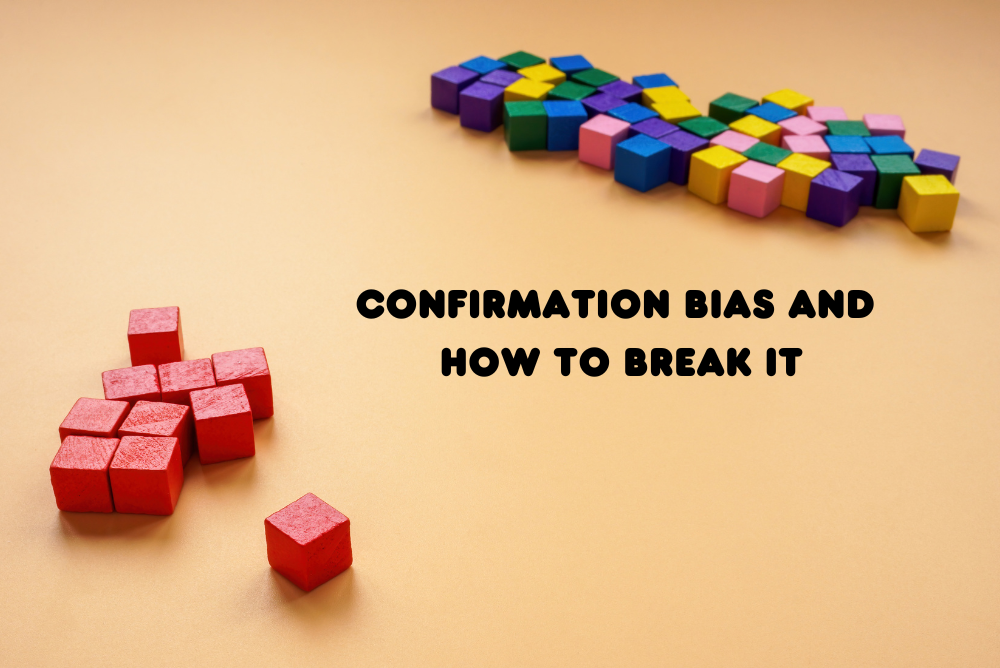 Same coloured block seperated from different coloured block indicating Confirmation