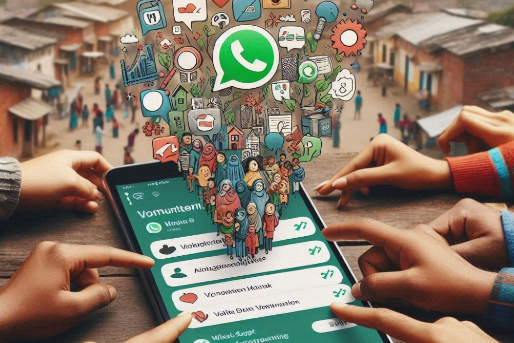 A mobile phone with WhatsApp groups