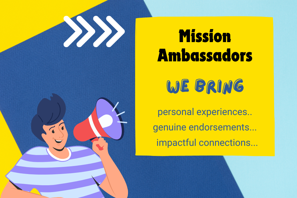 A person with megaphone sharing the best of mission ambassadors