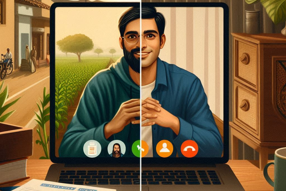 Split image of interviewer and Interviewee