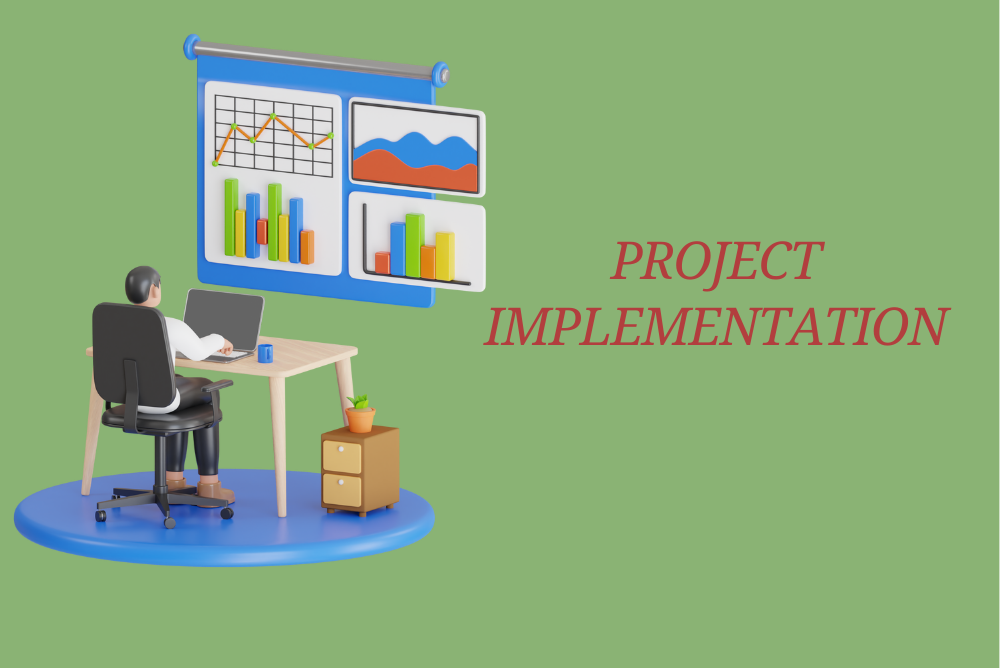 Graphic figure working on project reports