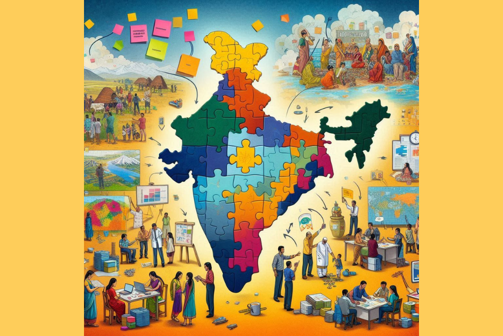 Puzzle of India, showing building India up