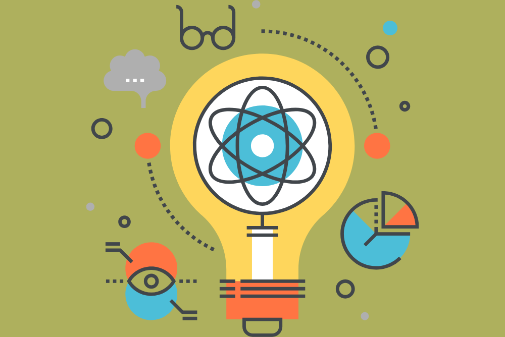 An AI generated lightbulb showing different elements