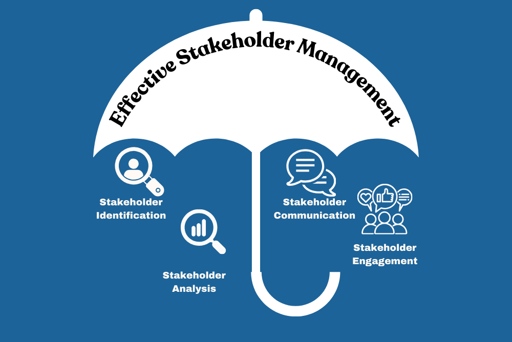 Image of umbrella with icons of stakeholder process